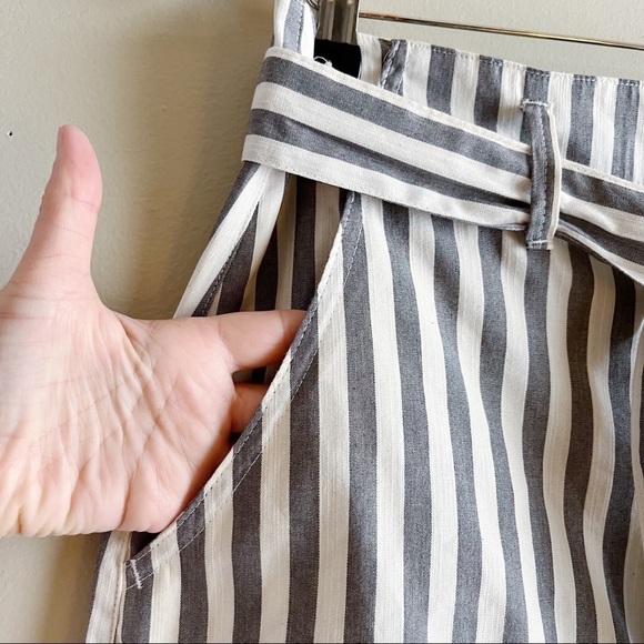 NWT Indigo Rein • Mid Rise Grey Stripes Belted‎ Mini Skirt with Pockets, Size 9 - Picture 6 of 11